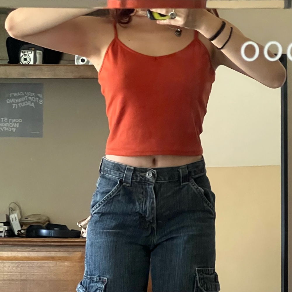Burnt Orange Spaghetti Strap Crop Top